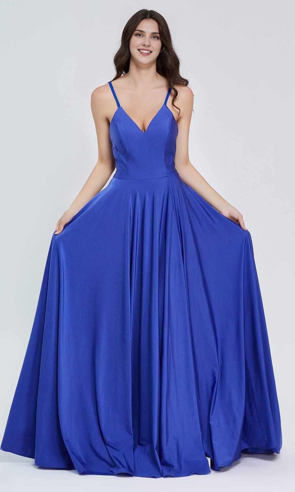 Gowns Evening Dresses/  Deep V-Neck Sleeveless Lace Up Back Satin A-Line With High Slit Prom Dress/ Evening Dresses/ Formal Women's Dresses/ Prom Dress Shops
